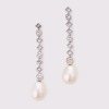 18ct White Gold, Modern, .50ct Diamond / 8.3mm Pearl Drop Earrings