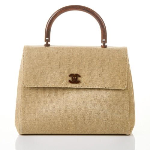 Chanel, Coated Canvas Wood Handle Kelly Bag