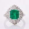 Platinum, Modern, 2.47ct Emerald / .87cts Diamond Set Ballerina Style Ring