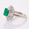 Platinum, Modern, 2.47ct Emerald / .87cts Diamond Set Ballerina Style Ring - 2