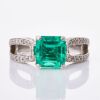 Platinum, Modern, 1.91ct Emerald / .49ct Diamond Set Ring