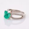 Platinum, Modern, 1.91ct Emerald / .49ct Diamond Set Ring - 2