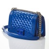 Chanel, Blue Patent Medium Plexiglass Boy Bag with Box - 2