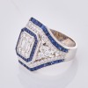 18ct White Gold, Art Deco Style, Modern, 1.57ct Diamond / 2.67ct Sapphire Ring - 2