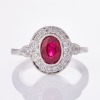 18ct White Gold, Modern, 1.08ct Ruby / .30ct Diamond Ring - As new