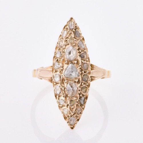 9ct Yellow Gold, Antique, Handmade, .74ct Diamond Cluster Ring