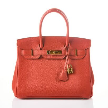 Hermès, Rouge Casaque Togo Leather Birkin 30