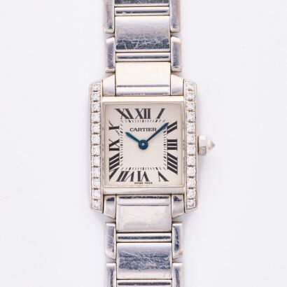 18ct White Gold, 20mm Cartier Tank Francaise Diamond Quartz Wristwatch