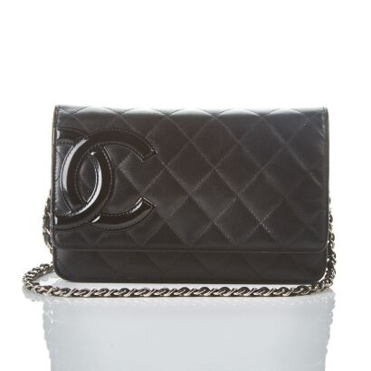 Chanel Black Calfskin Cambon Ligne Wallet on Chain