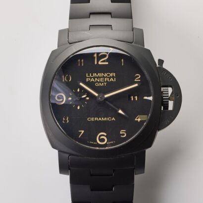 Black Ceramic, 44mm Panerai Luminor 1950 "Tuttonero" GMT Wristwatch