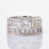 Platinum, Modern, 1.95ct Princess Cut Diamond Ring with Matching .67ct Diamond Set Band