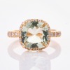 18ct Rose Gold, Modern, 5.66ct Prasiolaite / .62ct Diamond Ring