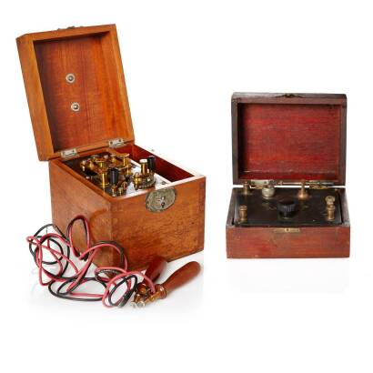 Two Vintage Medical Electric Current Machines in Fitted Mahogany Cases