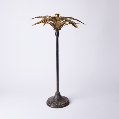 A Tall Palm Tree Candle Holder on Cast Iron Base