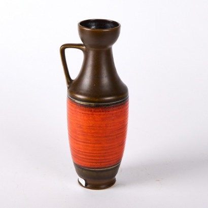 A Mid Century German Pottery Vase with Handle