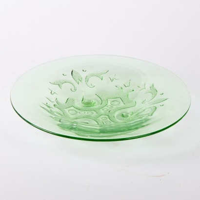 An Art Deco Green Glass Centrepiece Bowl