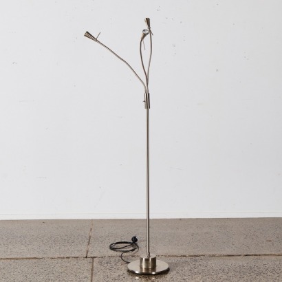 A Brushed Aluminium Adjustable Floor Lamp with Three Lights