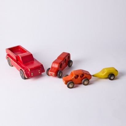 A Selection of Vintage Wooden Toy Cars