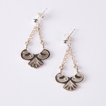 A Pair of Sterling Silver Embossed Earrings
