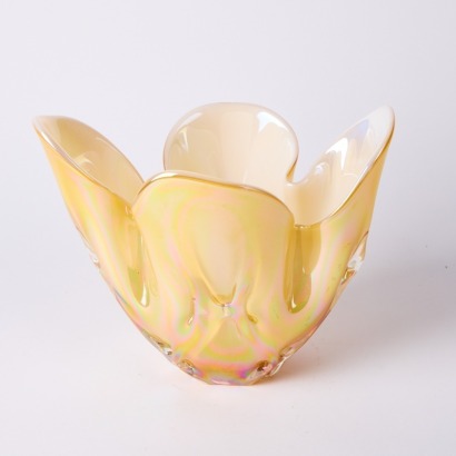 An Iridescent Yellow Glass Vase