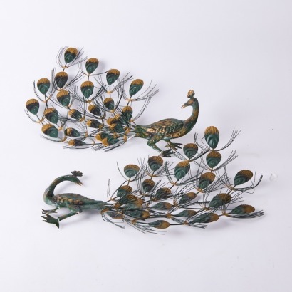 A Pair of Mid-Century Peacock Wall Plaques