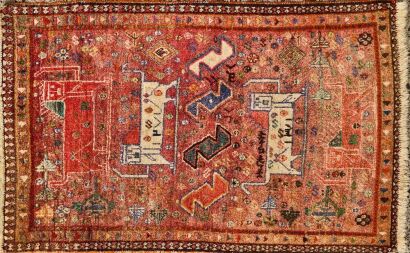 A Hand-Knotted Shiraz Wool Rug