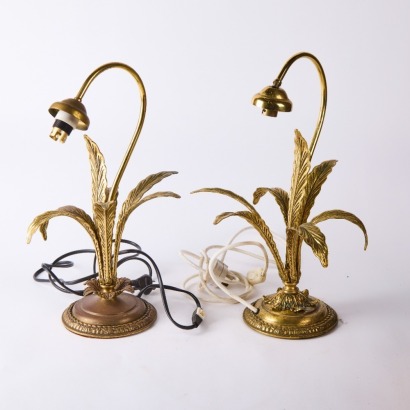A Pair Of Brass Foliage Lamps