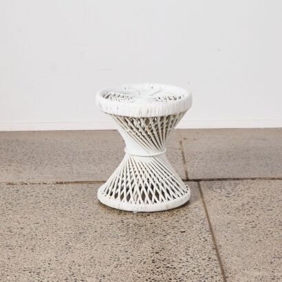 A White Cane Ottoman