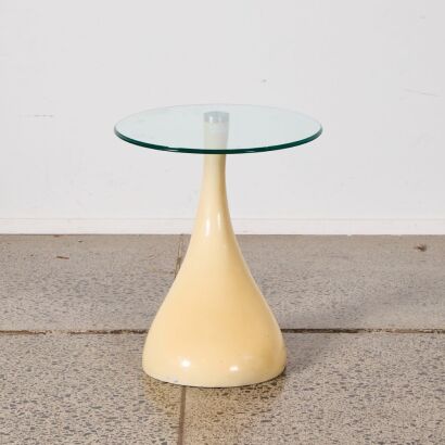 A Post Modern Lacquered Base Glass Topped Side Table