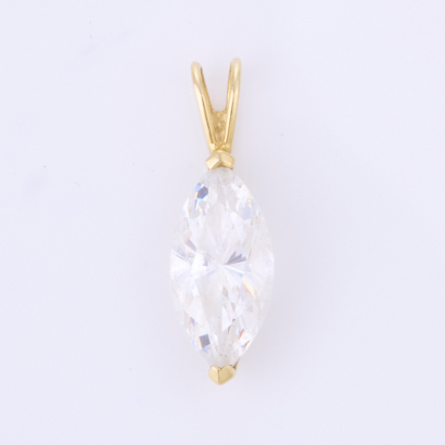 14ct Yellow Gold, 20mm Cubic Zirconia Pendant