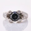 Silver / Palladium, Modern, 1.50ct Black Diamond/.07ct Diamond Ring