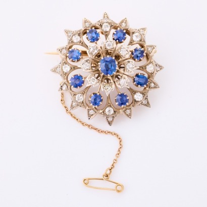 9ct Rose Gold, Estate, Handmade, Removeable 3.30ct Sapphire / 1.04ct Diamond Pendant / Brooch