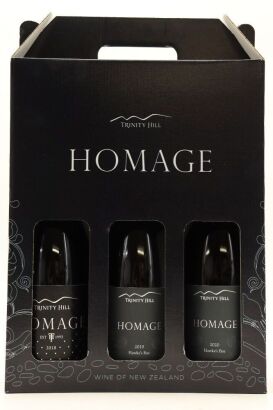 (1) 2018 - 2020 Trinity Hill Homage Syrah Vertical Gift Pack, Gimblett Gravels, 3 Bottles Sold as One Lot