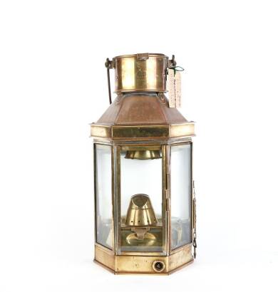 A Victorian British Navy Copper and Brass Ships Lantern