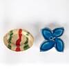 Oval Dish with Red and Green Stripes and Bue Flower, 2003