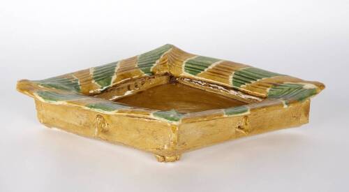 Large Diamond Dish in Honeycomb with Green Stripes, 1990s