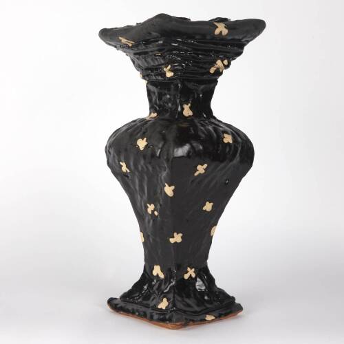 Large Black Vase with Cream Stars, 2000