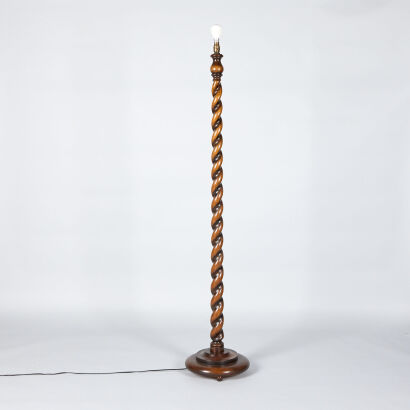 An Oak Barley Twist Lamp 