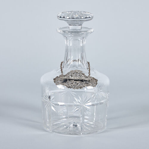 A Brandy Decanter with Sterling Silver Label