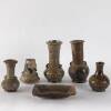Five Wood Fired Kiln Vases and One Dish, 1980s