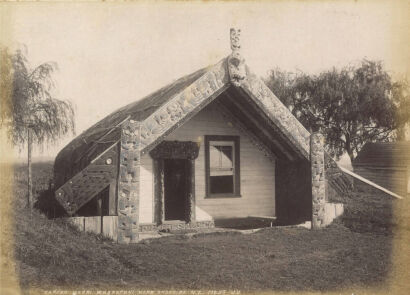 JAMES VALENTINE Carved Maori [sic] Wharepuni near Okoroire, N.Z.