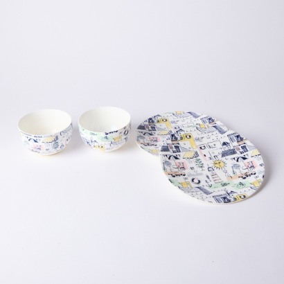 A Set of Two Plates and Bowls by Imogen Tuncliffe for Citta Design