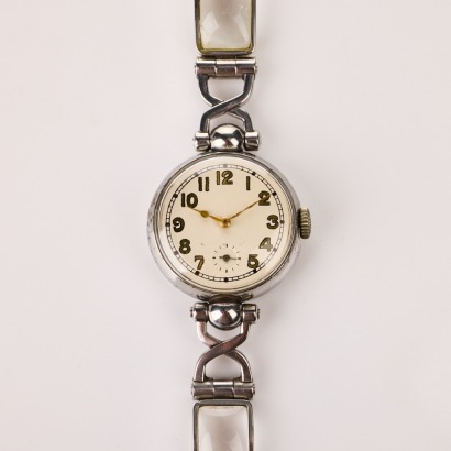 Stainless Steel, 32mm Rotary Trench Style Watch on Fancy Bracelet
