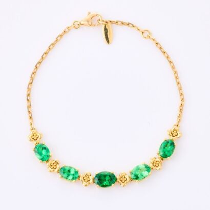 18ct Yellow Gold, Modern, 4.27ct Tsavorite Garnet Bracelet - Near new