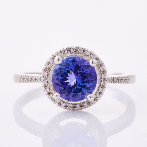 18ct White Gold, Modernn, 1.47ct Tanzanite / .10ct Diamond Ring - Near new