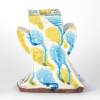 Cream Winged Vase with Turquoise and Yellow Splashes, 1990s