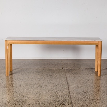 A Solid Wood Console Table with Marbled Top A/F