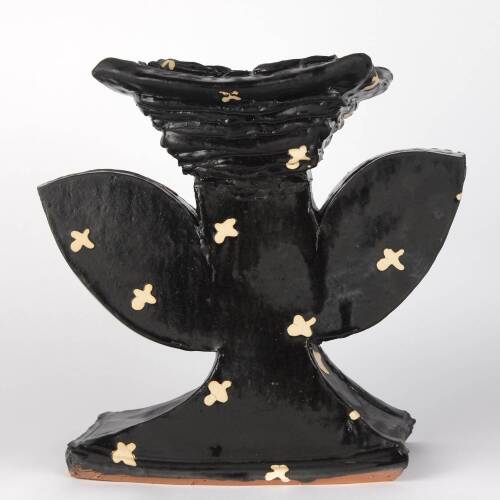 Winged Black Vase with Cream Crosses, 2004