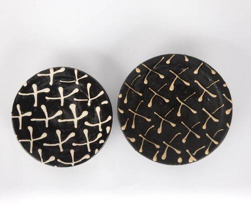 Pair of Black Signals with Cream Crosses, 2006