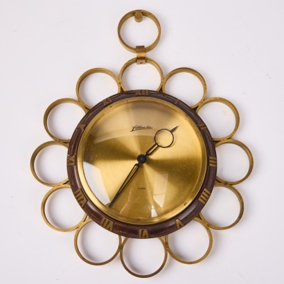 A Mid Century German Brass Wall Clock by Atlanta in Working Order